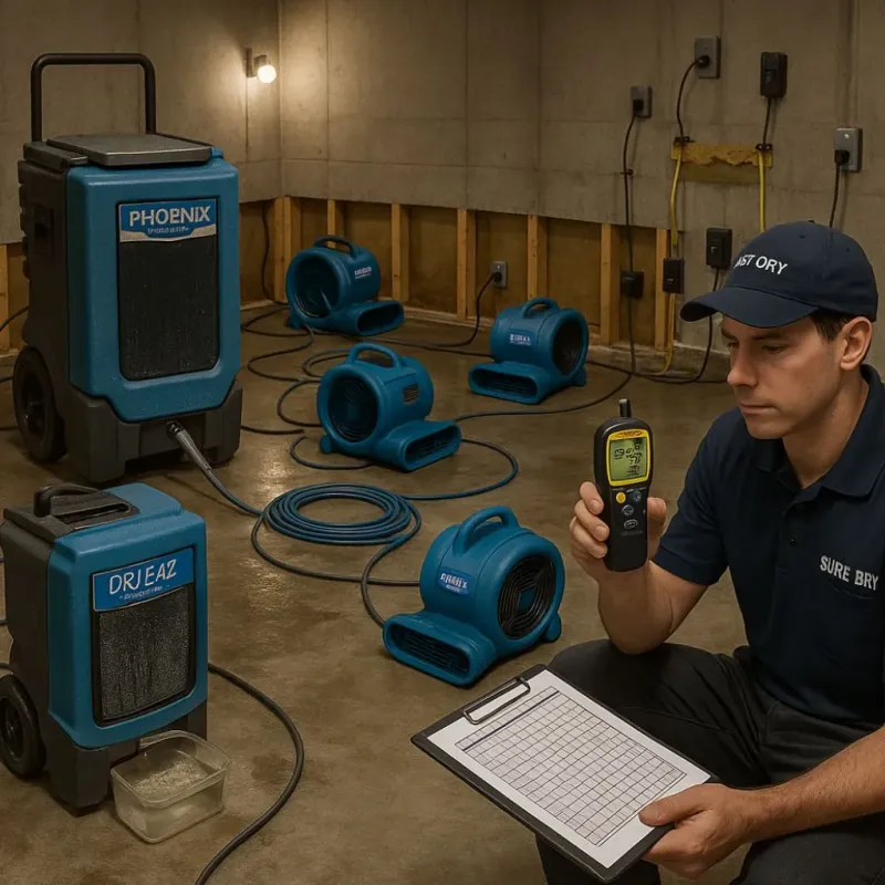 Structural Drying and Dehumidification process in Carroll County, AR
